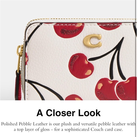 Coach Cherry Print White Small Wallet - New - Picture 4 of 7